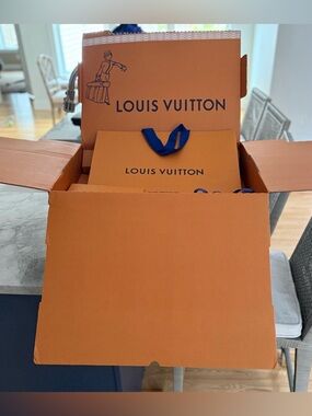 Louis Vuitton Packaging: Shopping Bag, Envelope, Ribbon and XL Cardboard Box
